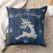 Blauwe Rustieke Kerst Rendier Worp Kussen (Deken)