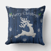 Blauwe Rustieke Kerst Rendier Worp Kussen (Voorkant)