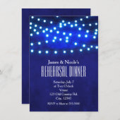 Blauwe rustieke nacht String Lights repetitie dine Kaart (Voorkant / Achterkant)