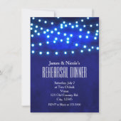 Blauwe rustieke nacht String Lights repetitie dine Kaart (Voorkant)