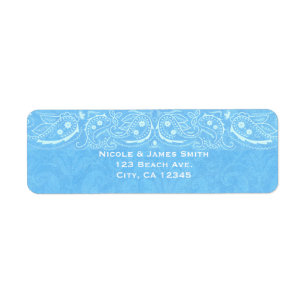 Blauwe Rustieke Paisley Country Western Bruiloft Etiket