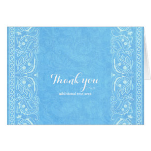 Blauwe Rustieke Paisley Country Western Dankkaart