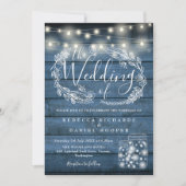 Blauwe Rustieke Slingerlichten Metselaarsglazen Br Kaart (Voorkant)