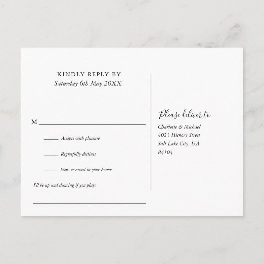 Blauwe rustieke String Lights Song Aanvraag RSVP Uitnodiging Briefkaart (Achterkant)