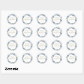Blauwe rustieke Waterverf gepersonaliseerde kerst Ronde Sticker (Vel)