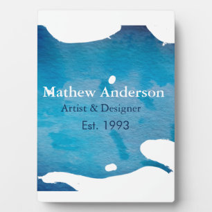 Blauwe rustieke waterverf jeans textuur naam toevo fotoplaat