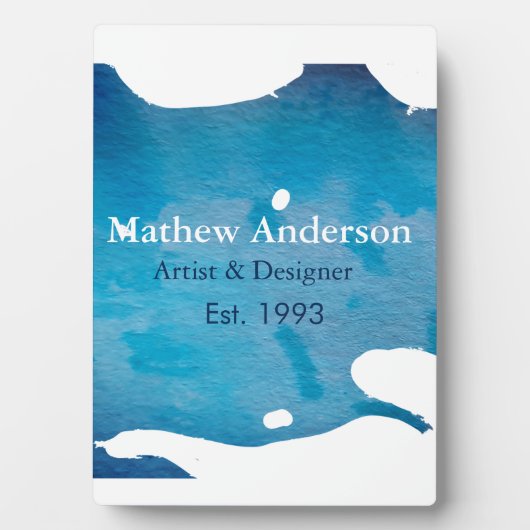 Blauwe rustieke waterverf jeans textuur naam toevo fotoplaat (voorkant)