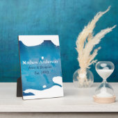 Blauwe rustieke waterverf jeans textuur naam toevo fotoplaat (Zijkant)