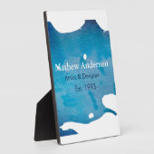 Blauwe rustieke waterverf jeans textuur naam toevo fotoplaat (Zijkant)