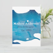 Blauwe rustieke waterverf jeans textuur naam toevo kaart (Staand voorkant)