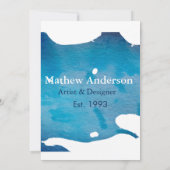 Blauwe rustieke waterverf jeans textuur naam toevo kaart (Achterkant)