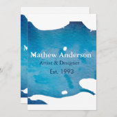 Blauwe rustieke waterverf jeans textuur naam toevo kaart (Voorkant / Achterkant)