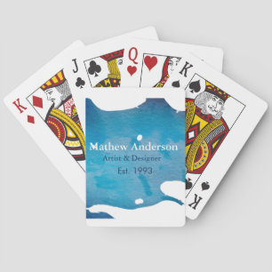 Blauwe rustieke waterverf jeans textuur naam toevo pokerkaarten