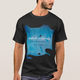 Blauwe rustieke waterverf jeans textuur naam toevo t-shirt
