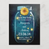 Blauwe Rustieke Whimsical Mason Jar Save the Date Aankondigingskaart (Voorkant)