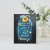 Blauwe Rustieke Whimsical Mason Jar Save the Date Aankondigingskaart (Staand voorkant)