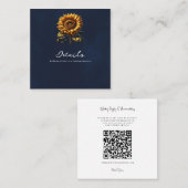 Blauwe Rustieke Zonnebloem Bruiloft Details & Regi Vierkante Visitekaartje (Voorkant / Achterkant)