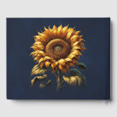 Blauwe rustieke zonnebloem bruiloft gastenboek (Achterkant)