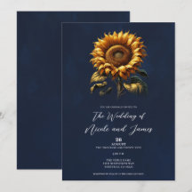 Blauwe rustieke zonnebloem bruiloft