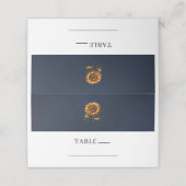 Blauwe rustieke zonnebloem bruiloft plaatskaartje (Buitenkant ongevouwen)