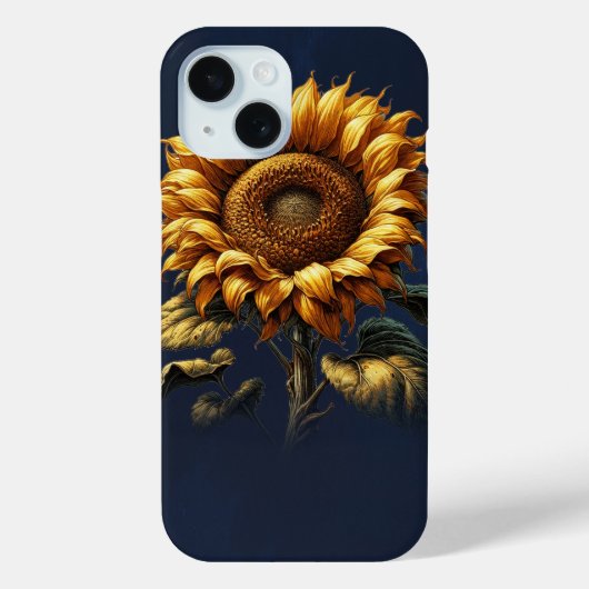 Blauwe rustieke zonnebloem Case-Mate iPhone case (Achterkant)