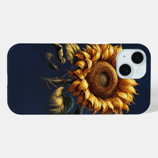 Blauwe rustieke zonnebloem Case-Mate iPhone case (Achterkant (horizontaal))