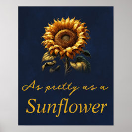 Blauwe Rustieke Zonnebloem Poster