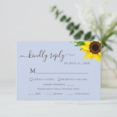 Blauwe Rustieke Zonnebloem RSVP Dieetreactiekaart Kaartje (Staand voorkant)