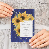 Blauwe rustieke Zonnebloem thema, Land bruiloft Kaart