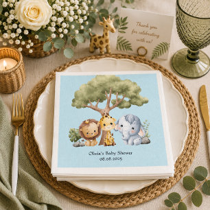 Blauwe safari baby shower servet