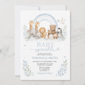 Blauwe Safari Baby Sprinkle Uitnodiging (Voorkant)