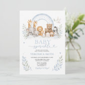 Blauwe Safari Baby Sprinkle Uitnodiging (Staand voorkant)
