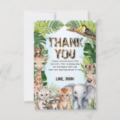 Blauwe Safari dieren, Wild Een 1e verjaardag Bedankkaart (Voorkant)