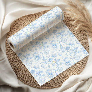 Blauwe Safari Toile de Jouy Baby Shower Cadeaupapier