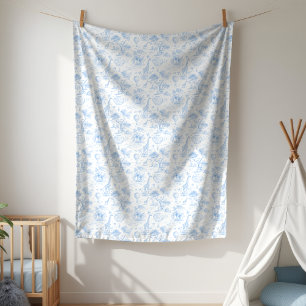 Blauwe Safari Toile de Jouy Baby Shower Wandkleed