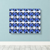 Blauwe saffier cushion-cut patroon canvas afdruk (Insitu (Houten vloer))