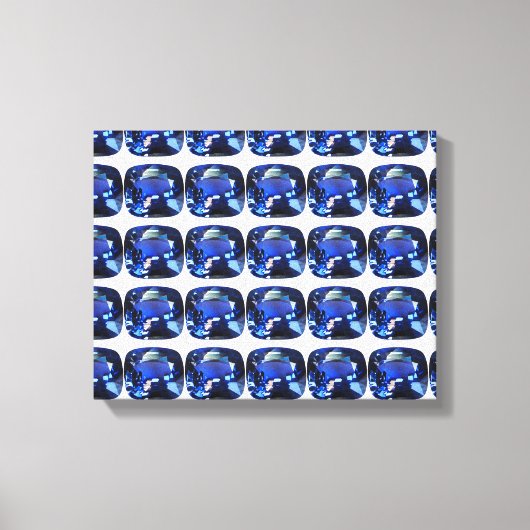Blauwe saffier cushion-cut patroon canvas afdruk (Voorkant)