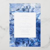 Blauwe saffier edelsteen bruiloft folie uitnodiging (Voorkant)