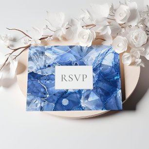 Blauwe Saffier Edelsteen bruiloft RSVP Uitnodiging Briefkaart