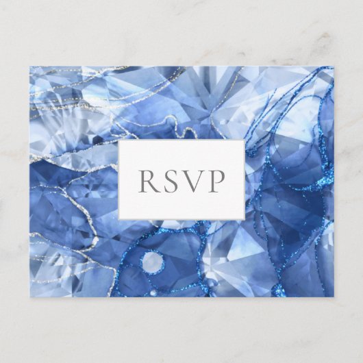 Blauwe Saffier Edelsteen bruiloft RSVP Uitnodiging Briefkaart (Voorkant)