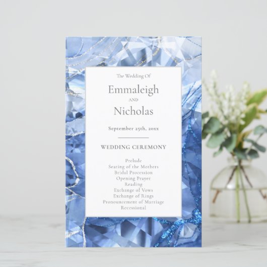 Blauwe saffier edelsteen huwelijksprogramma's (Staand voorkant)