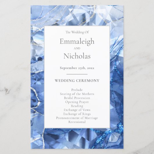 Blauwe saffier edelsteen huwelijksprogramma's (Voorkant)