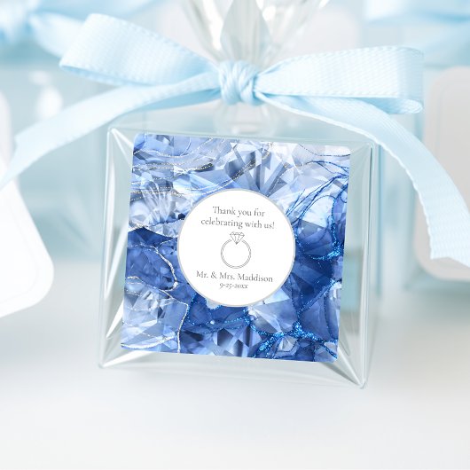 Blauwe Saffier Edelsteen Illusie Trouwen Vierkante Sticker