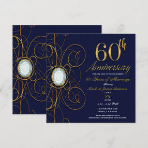 Blauwe saffier & gouden diamant 60 60ste verjaarda kaart