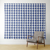 Blauwe saffier kussen gesneden patroon wandkleed (In Situ (horizontaal))