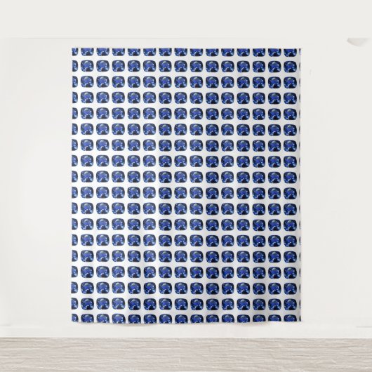 Blauwe saffier kussen gesneden patroon wandkleed (Voorkant)