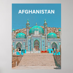 Blauwe Sakhi-tempelmoskee in Kabul, Afghanistan Poster