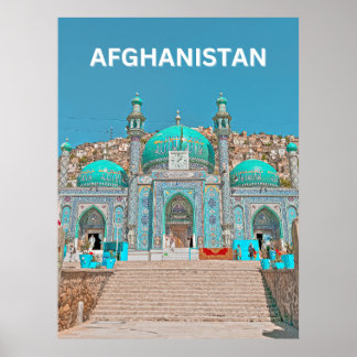 Blauwe Sakhi-tempelmoskee in Kabul, Afghanistan Poster