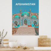 Blauwe Sakhi-tempelmoskee in Kabul, Afghanistan Poster (Keuken)
