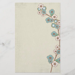 Blauwe sakura bloemen Stationery Briefpapier